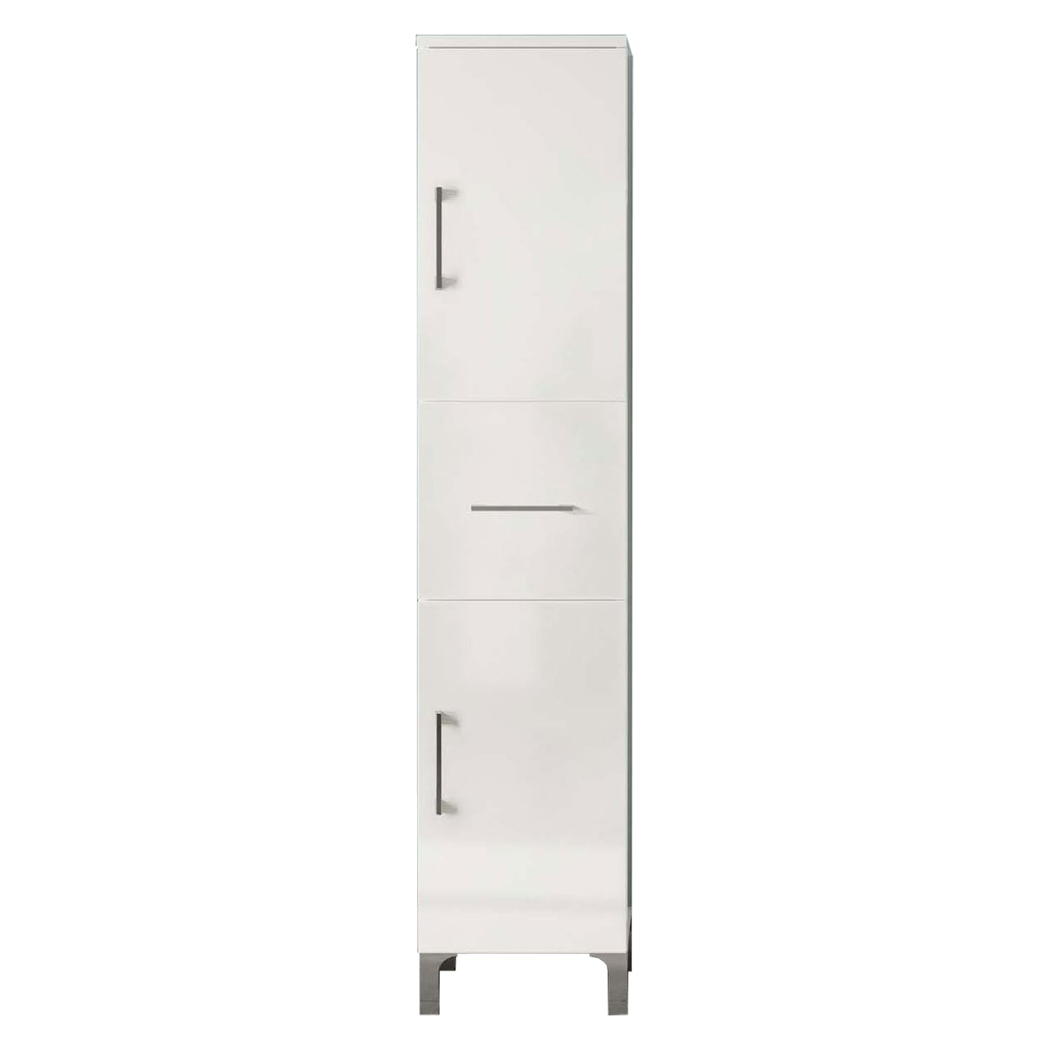 Colonna bagno a due ante con cassetto modello Beach bianco lucido