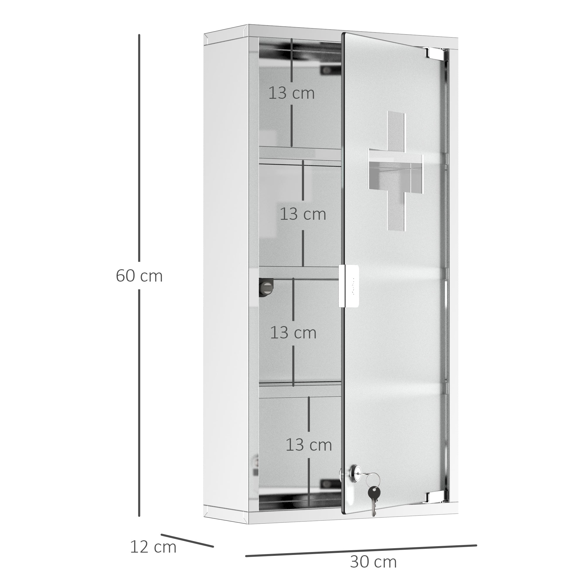 Easycomfort Armadietto Medicinale Cassetta Porta Medicina a Quattro Ripiani in Acciaio Inox 30 x 12 x 60cm