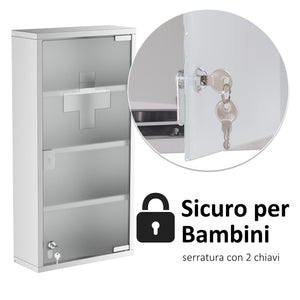 Easycomfort Armadietto Medicinale Cassetta Porta Medicina a Quattro Ripiani in Acciaio Inox 30 x 12 x 60cm