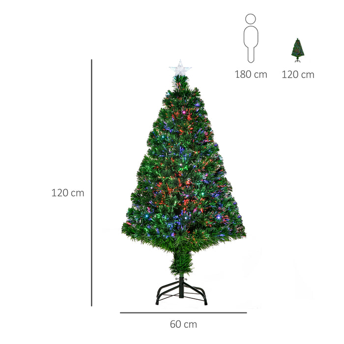 Easycomfort Albero di Natale a Fibre Ottiche 120cm Albero di Natale Artificiale con 16 Luci LED di 3 Colori e Rami in PVC