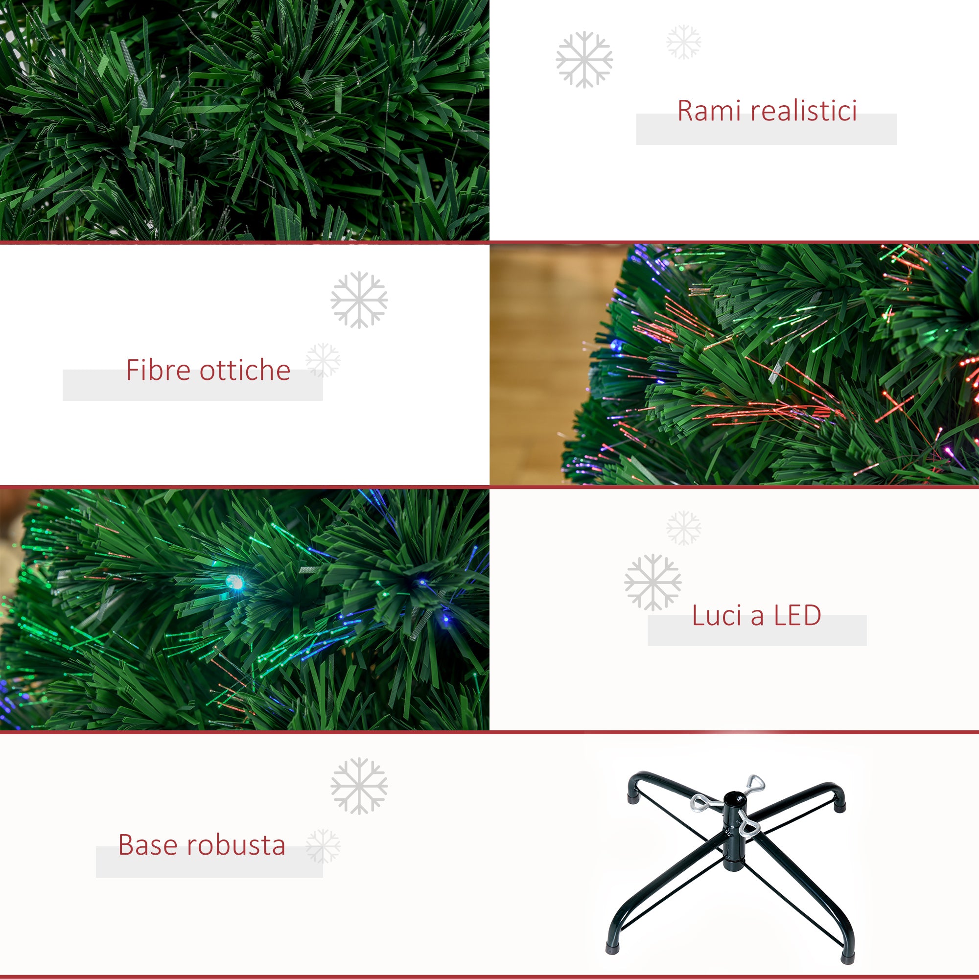 Easycomfort Albero di Natale a Fibre Ottiche 120cm Albero di Natale Artificiale con 16 Luci LED di 3 Colori e Rami in PVC