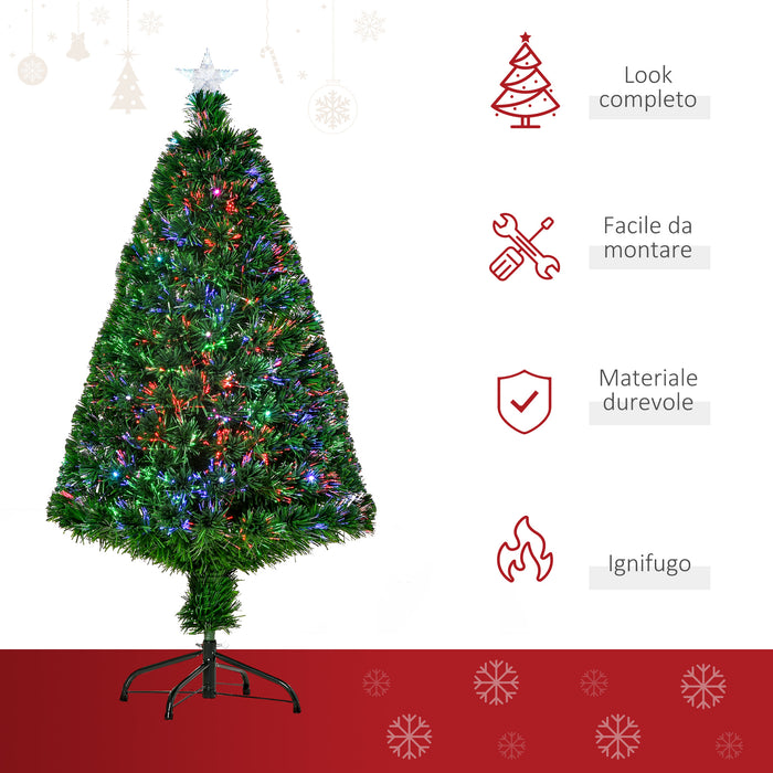 Easycomfort Albero di Natale a Fibre Ottiche 120cm Albero di Natale Artificiale con 16 Luci LED di 3 Colori e Rami in PVC