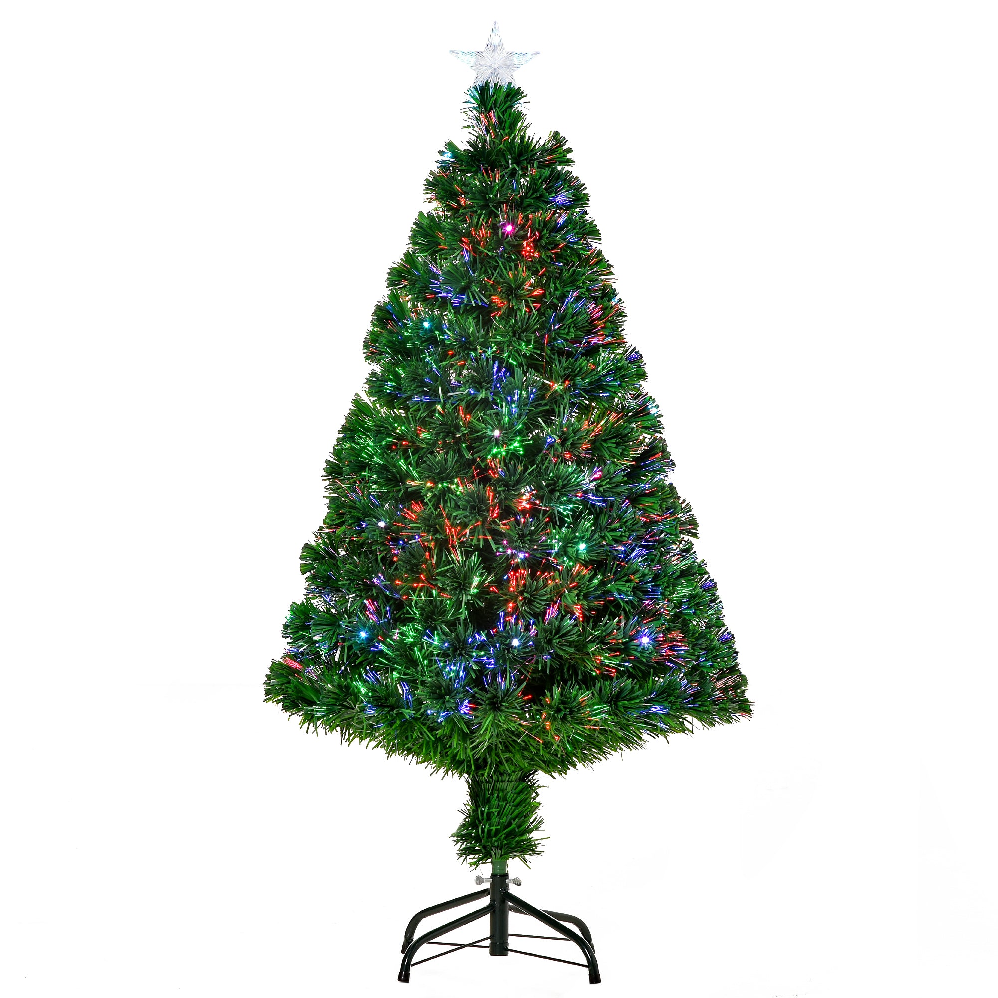 Easycomfort Albero di Natale a Fibre Ottiche 120cm Albero di Natale Artificiale con 16 Luci LED di 3 Colori e Rami in PVC