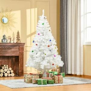 Easycomfort Albero di Natale Bianco 180cm con Addobbi e 930 Rami, Albero di Natale Artificiale in PVC