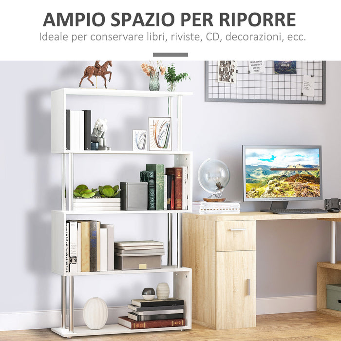 Libreria di Design Moderna 4 Ripiani Bianco 80x30x145 cm