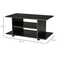 Mobile TV in Legno con Ruote Nero 40x40x80 cm