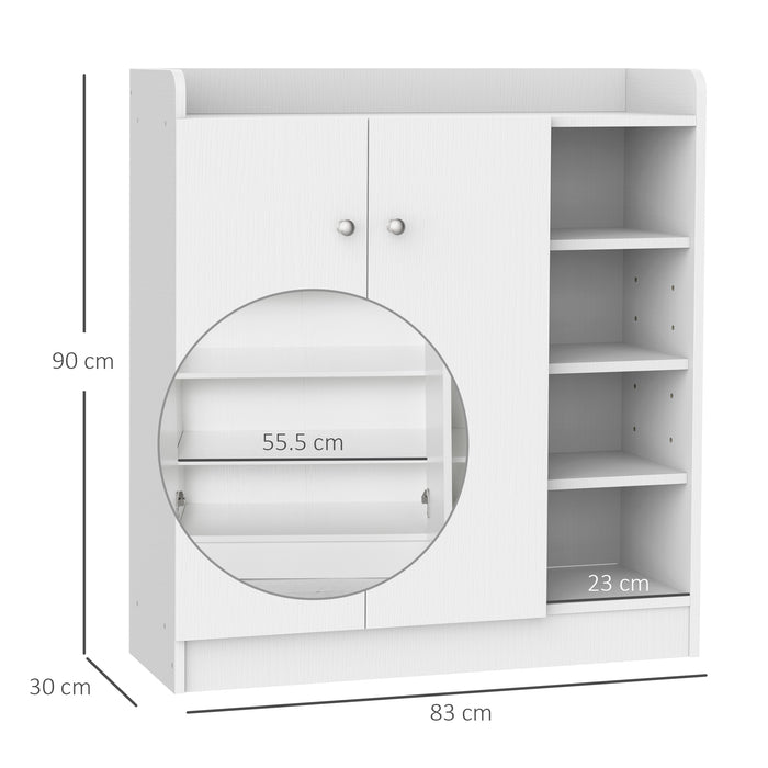 Easycomfort Armadio Scarpiera Bianca Salvaspazio e Moderna in Legno per 12 Paia di Scarpe, 4 Ripiani Aperti, 83 x 30 x 90cm, Bianca