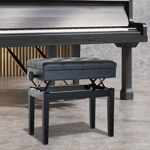 EASYCOMFORT Sgabello panchetta panchina sedia per pianoforte con vano portaoggetti altezza regolabile, 54.5x33x48-58cm, Nero