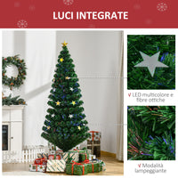 Easycomfort Albero di Natale 180cm con 27 Luci LED, Fibre Ottiche e 230 Rami, Albero di Natale Artificiale