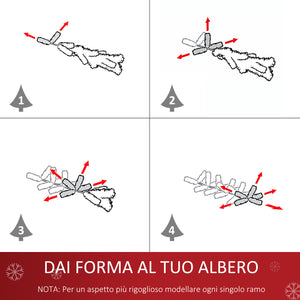 Easycomfort Albero di Natale 180cm con 27 Luci LED, Fibre Ottiche e 230 Rami, Albero di Natale Artificiale