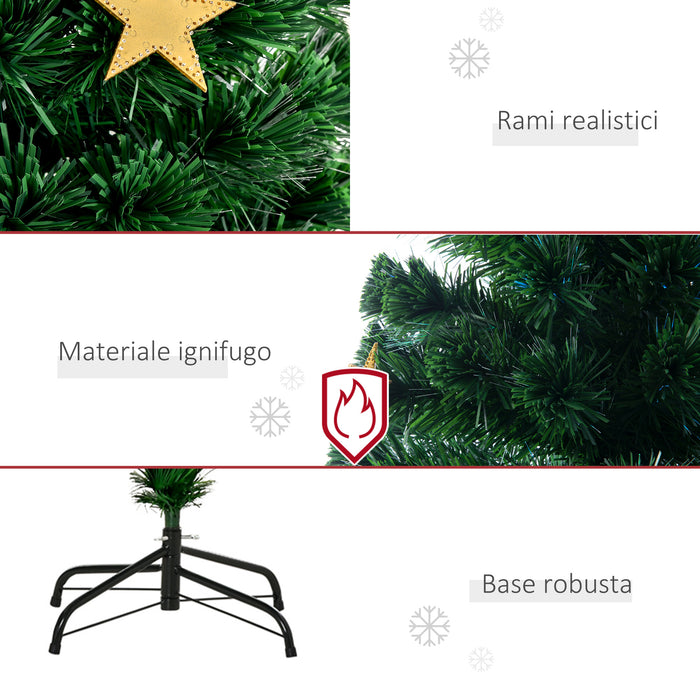 Easycomfort Albero di Natale 180cm con 27 Luci LED, Fibre Ottiche e 230 Rami, Albero di Natale Artificiale