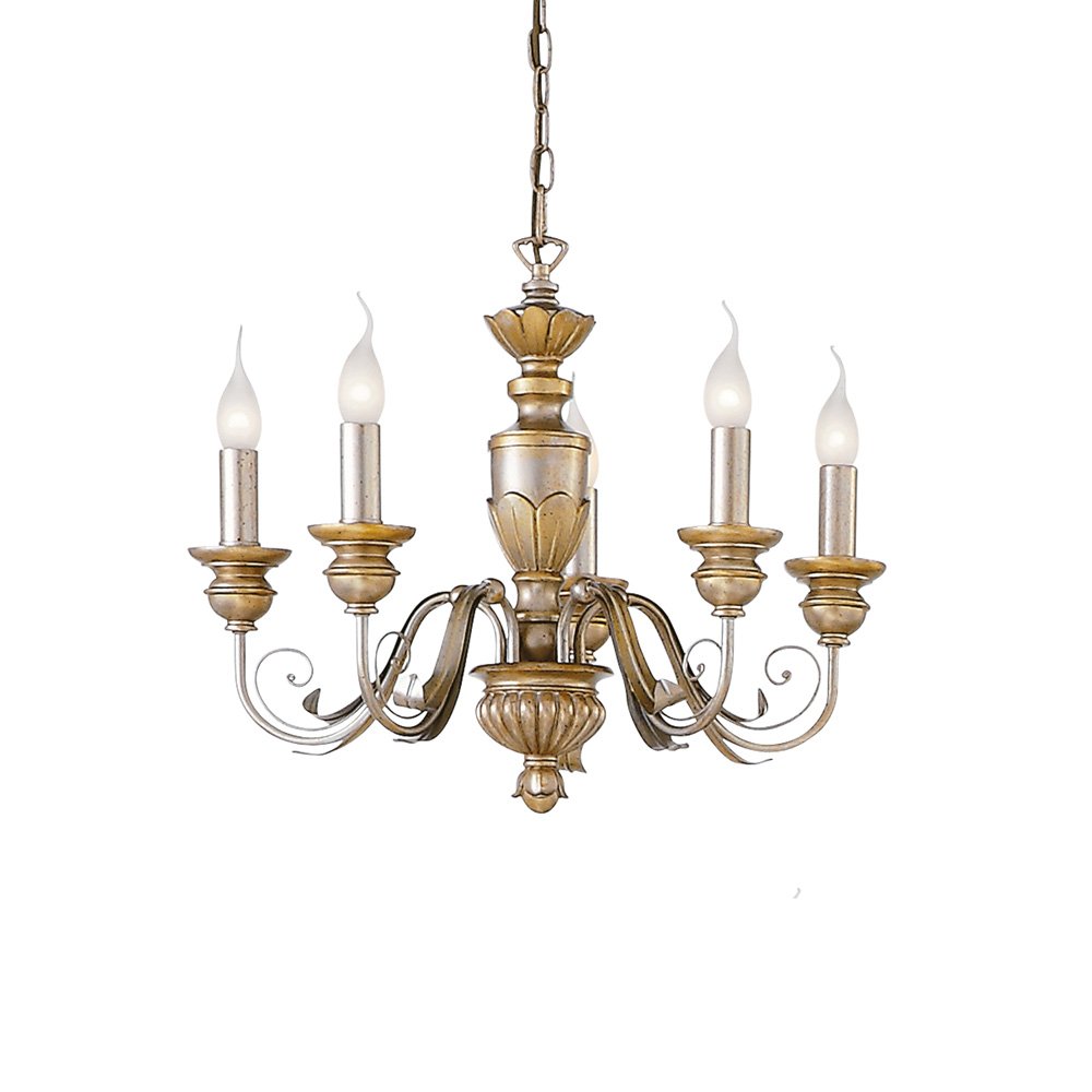 Lampadario Classico Firenze Materie Plastiche Oro 5 Luci E14