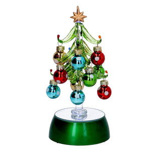 Albero di natale luminoso da appoggio con sfere verde 12x10 h19 cm mod. Green Ice