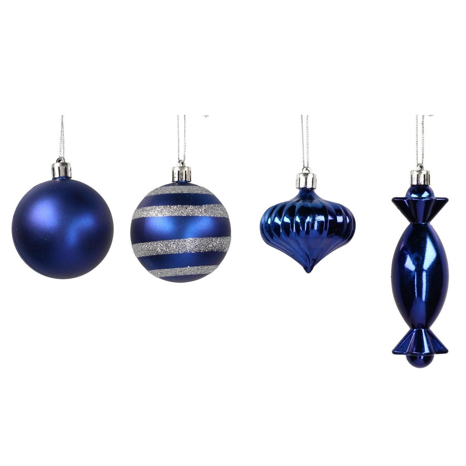 Palline di Natale 30 pz Blu e Argento in plastica ø 6 cm