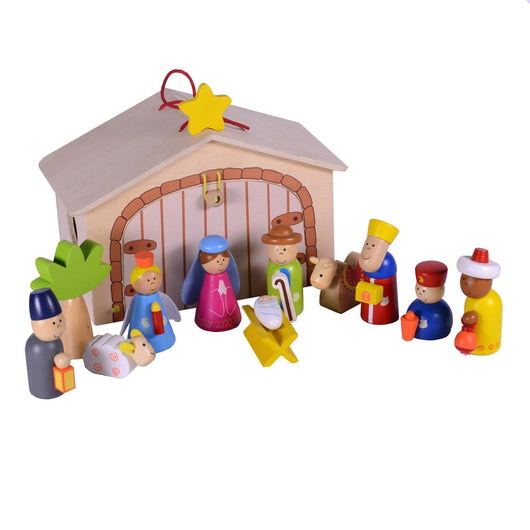 Presepe Natività 13 pz c/espositore in legno