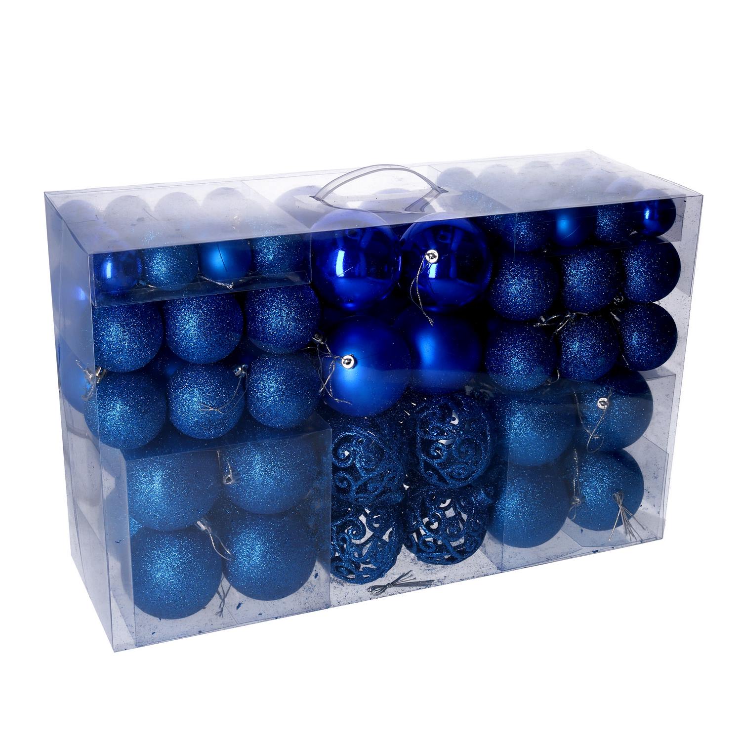 Palline di Natale 100 pz Blu in plastica ø 4 6 8 cm