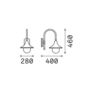 Applique Arco Rustica-Country Cima Alluminio Nero 1 Luce E27