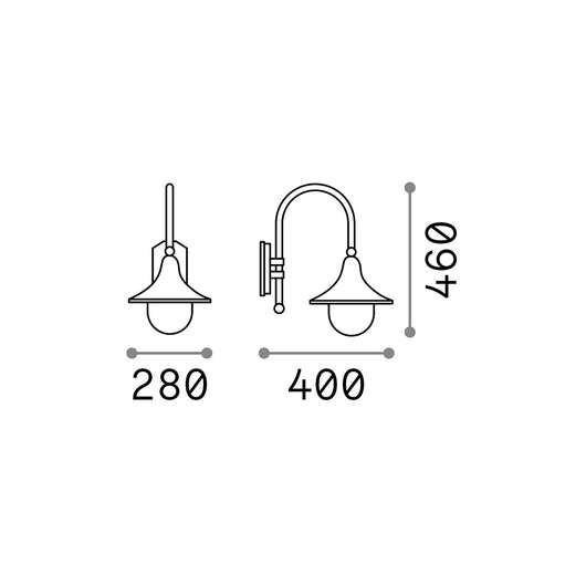 Applique Arco Rustica-Country Cima Alluminio Nero 1 Luce E27