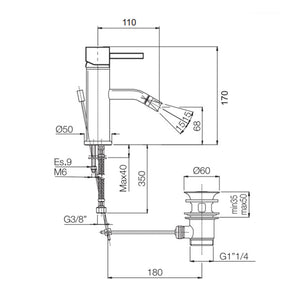 Miscelatore bidet cromato mod. Trend 2