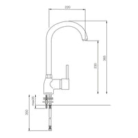 Miscelatore lavello cucina con bocca girevole cromato mod. Minimale