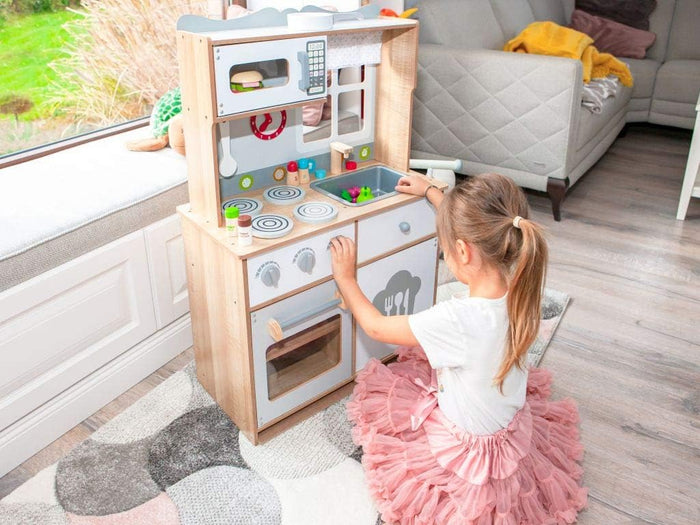 Cucina Giocattolo per Bambini 60x30x93 cm in Legno con Accessori  Bianca