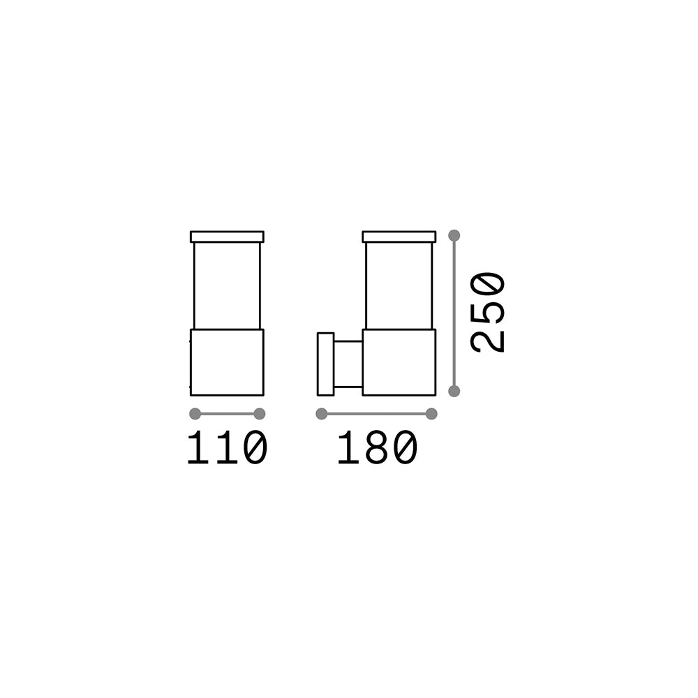 Applique Moderna Tronco Alluminio Antracite 1 Luce E27