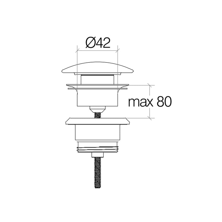 Piletta click clack  regolabile cm 0-8 in ottone con tappo in ceramica bianca Lineabeta