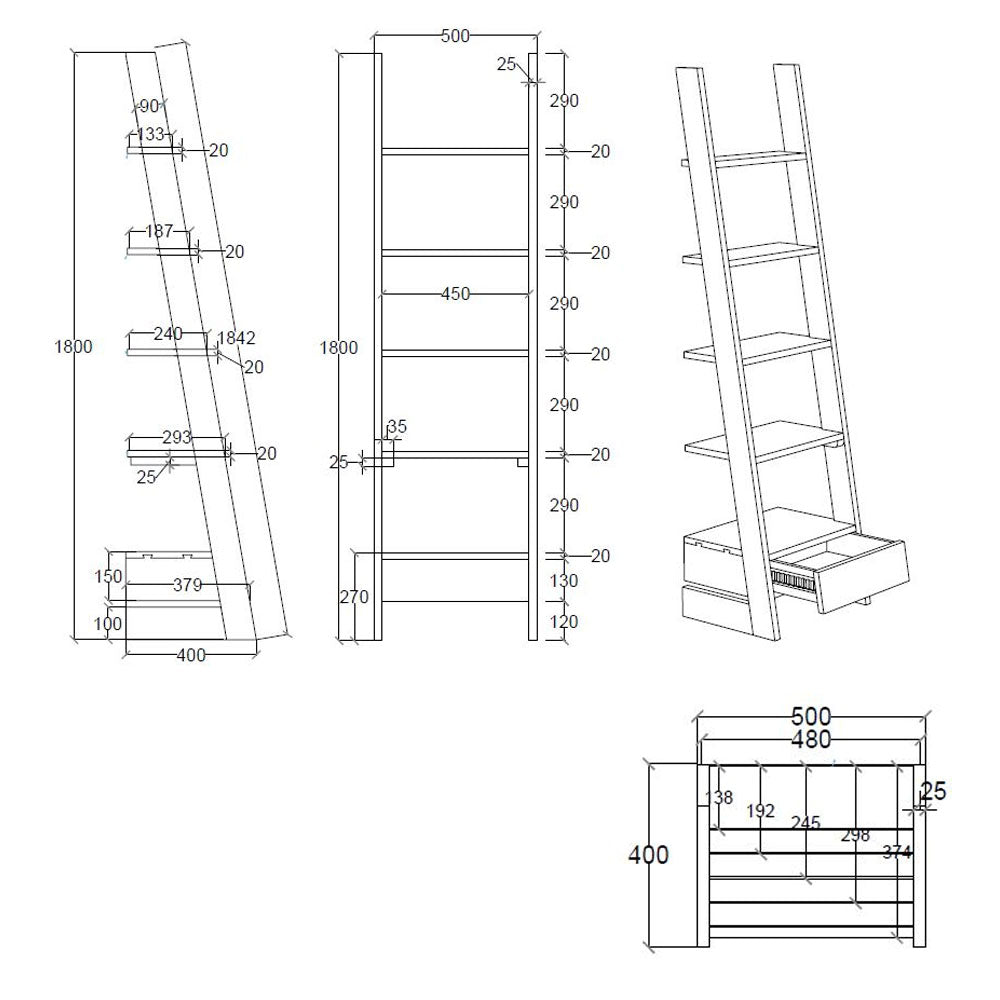 Scala porta tutto modello 'Comoda' in legno Teak by Cipi cm 50 x 40 x 180h