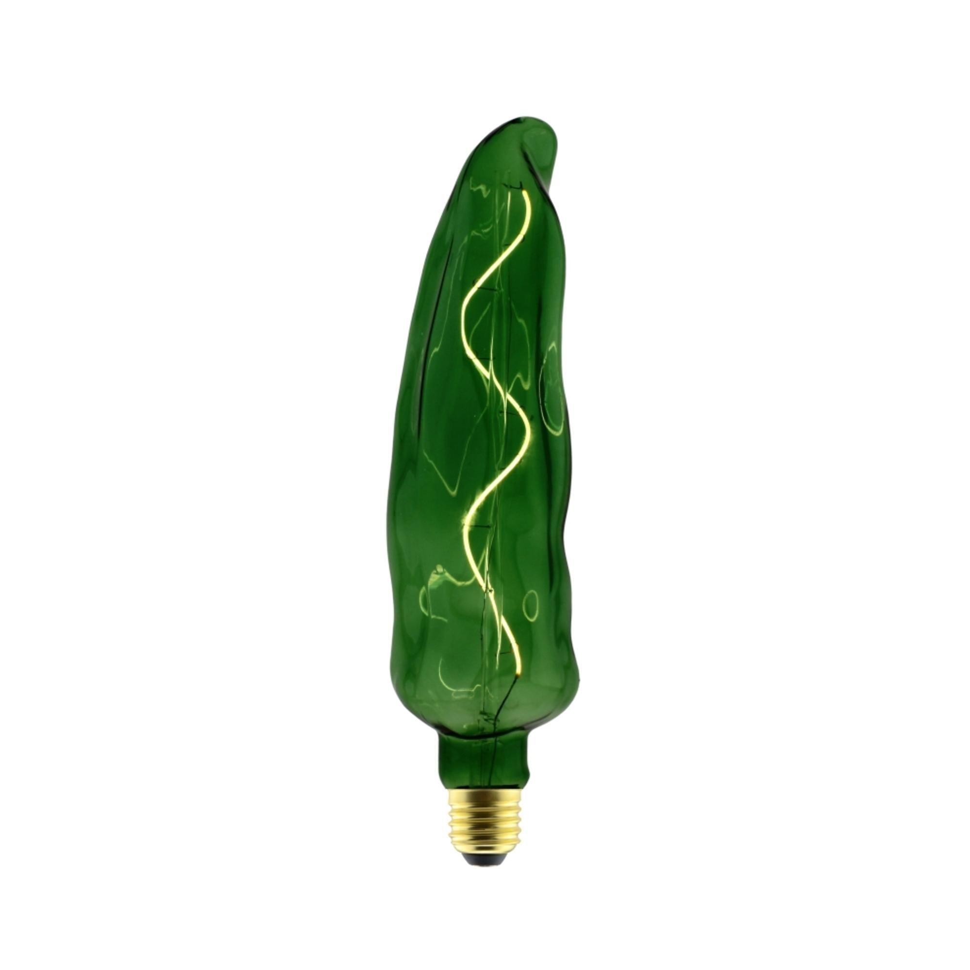 Lampadina peperone con filamento led in vetro verde