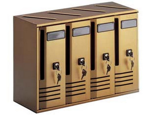 blocchiera serie cubo 4 cassette postali per interni - cm.42x17,5x30h. in alluminio anodizzato bronzo fer80934