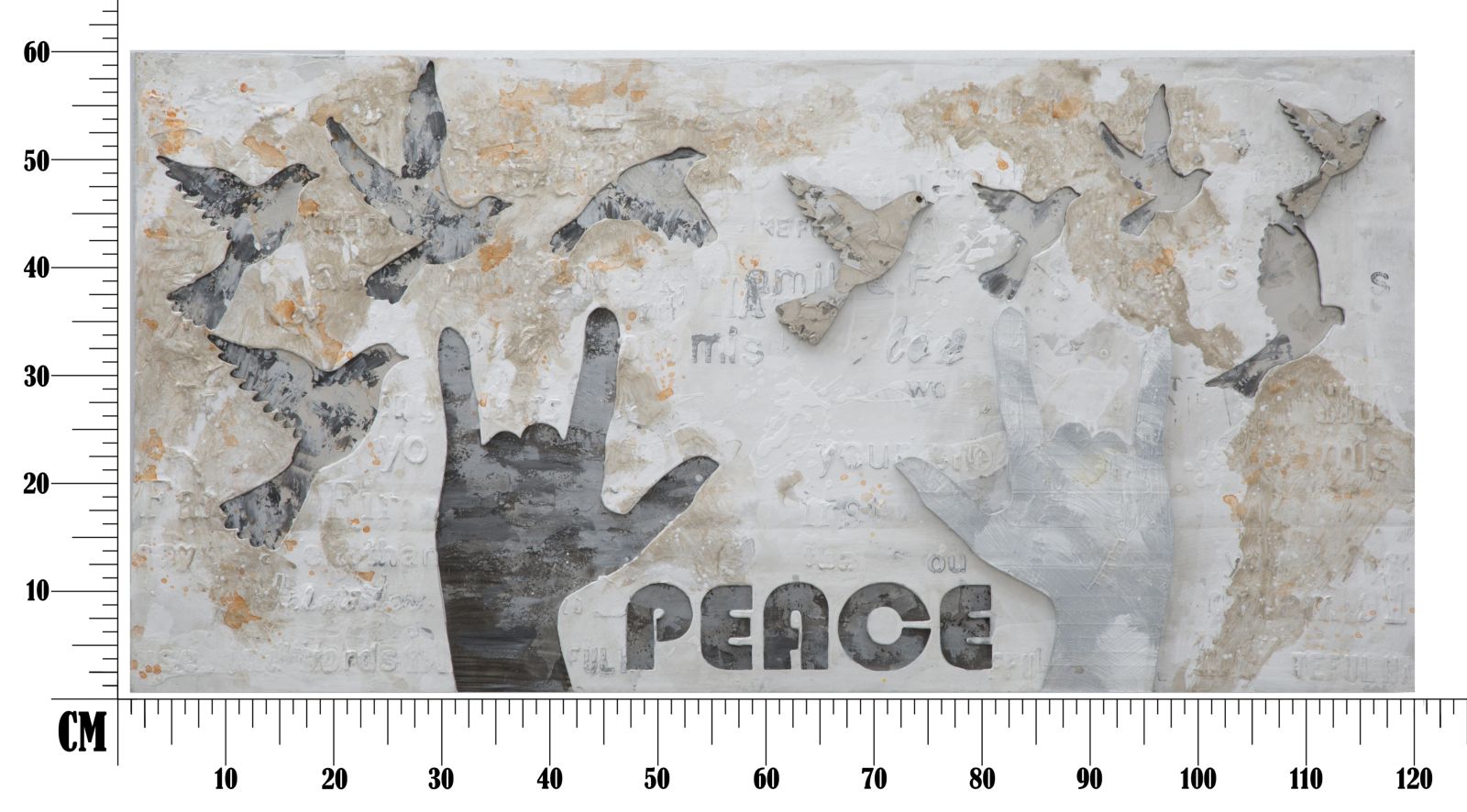 Dipinto su Tela Peace 120x3x60 cm in Legno e Canvas