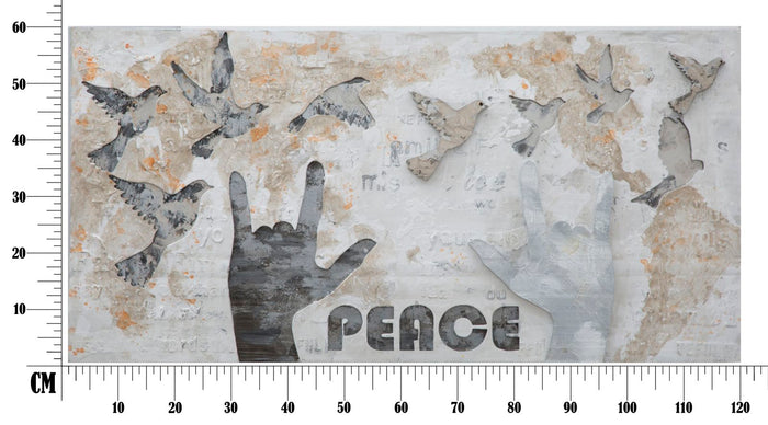 Dipinto su Tela Peace 120x3x60 cm in Legno e Canvas