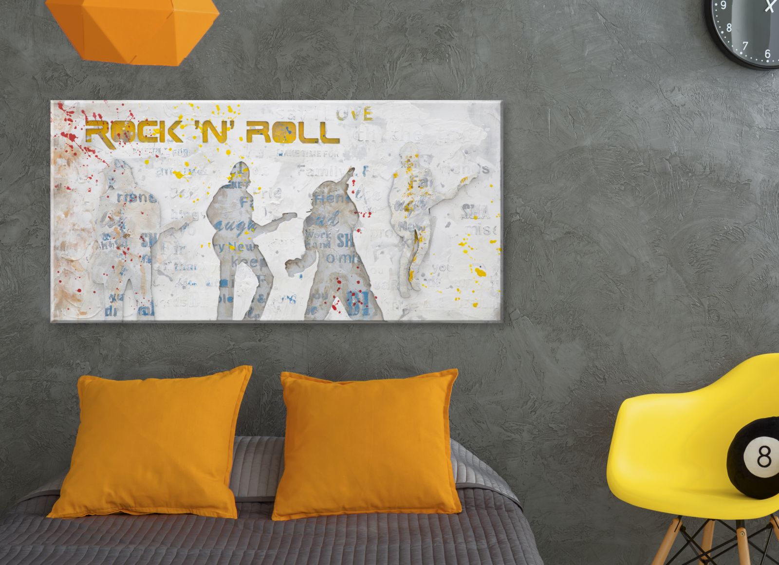 Dipinto su Tela Rock N Roll 120x3x60 cm in Legno e Canvas