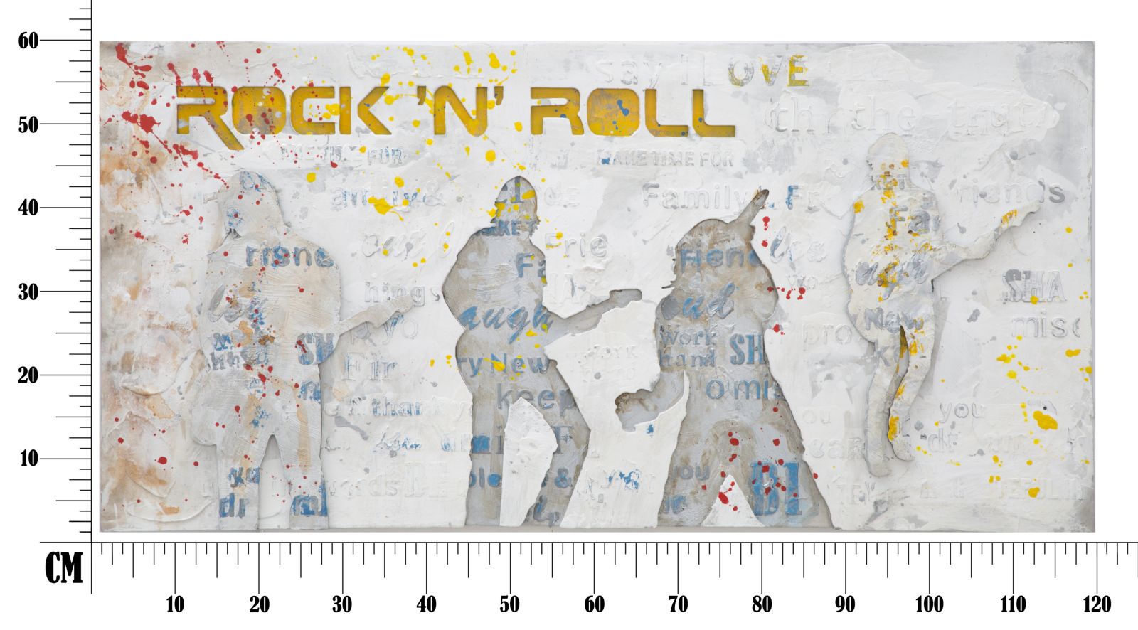 Dipinto su Tela Rock N Roll 120x3x60 cm in Legno e Canvas