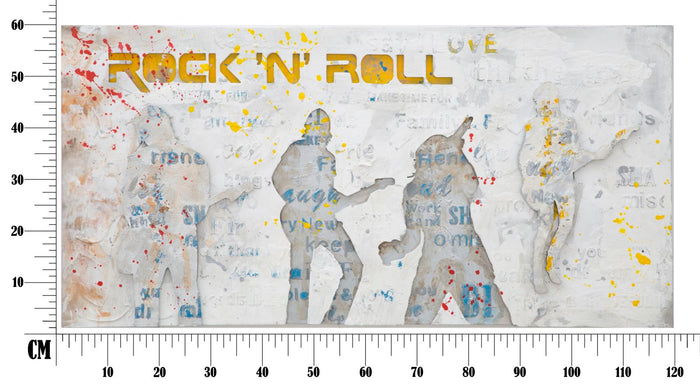 Dipinto su Tela Rock N Roll 120x3x60 cm in Legno e Canvas