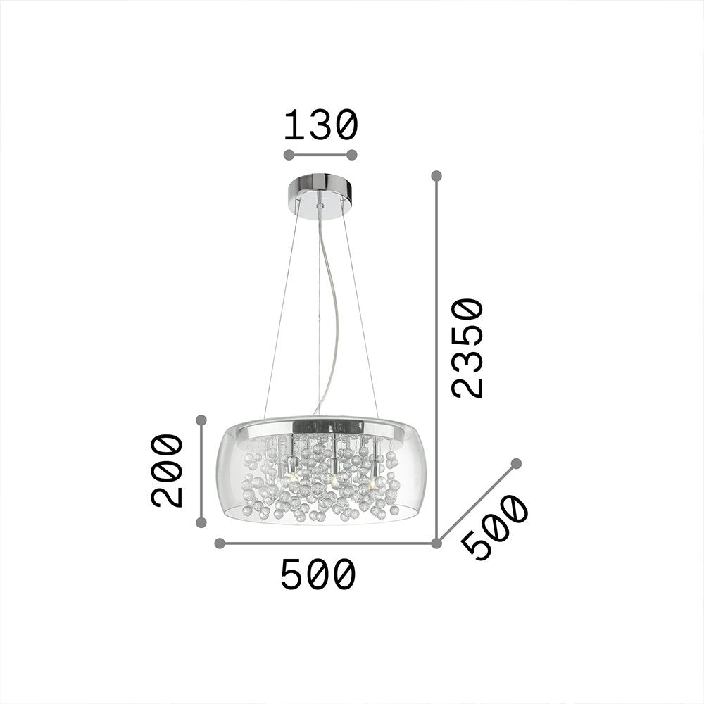 Sospensione Moderna Audi-80 Metallo Trasparente 8 Luci G9 3W 3000K Luce Calda