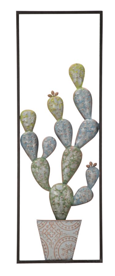 Pannello Cactus-Frame 31x2,5x90 cm in Ferro Verde e Azzurro