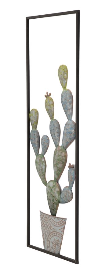 Pannello Cactus-Frame 31x2,5x90 cm in Ferro Verde e Azzurro