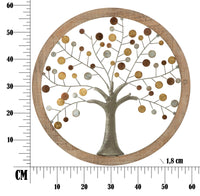 Pannello da Muro Albero della Vita Mirror Ø61x1,8 cm in Ferro e MDF Oro e Naturale