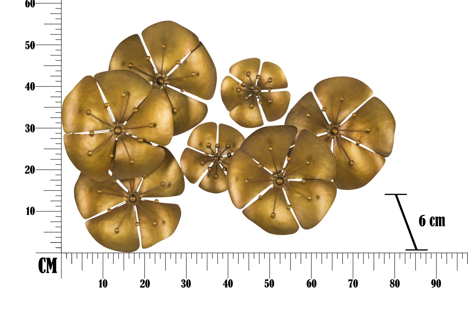 Pannello Flowe Oroy 80x6x57 cm in Ferro Oro