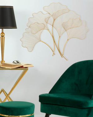 Pannello Glam Leaf 79x5x68 cm in Ferro Oro