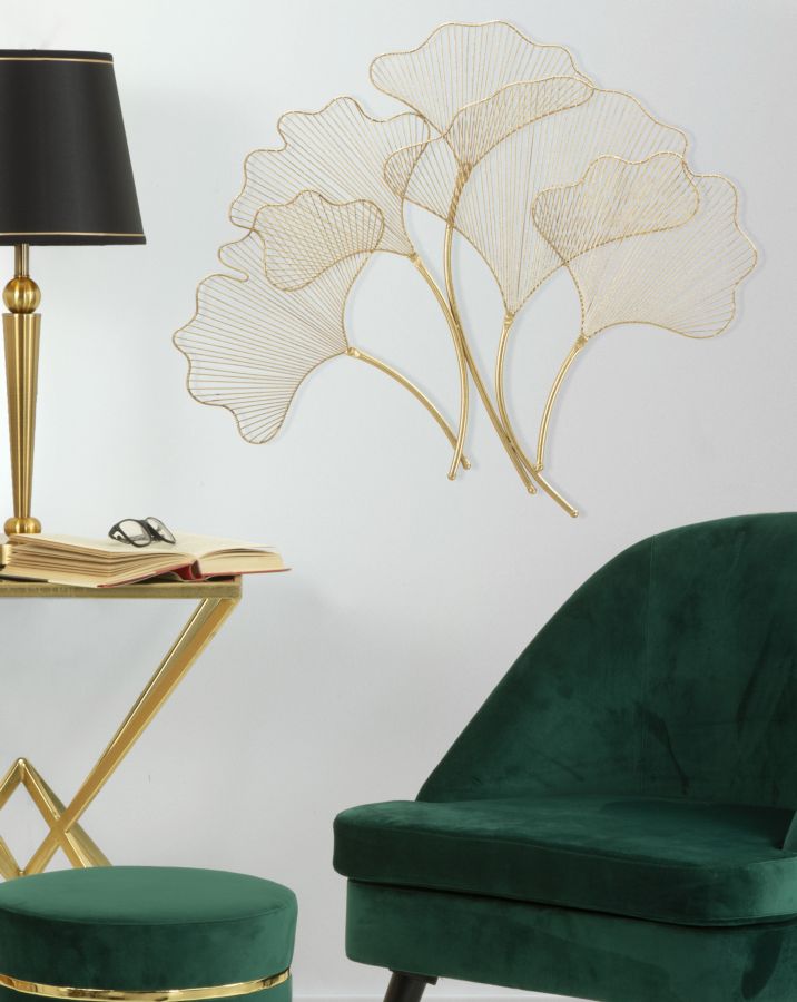 Pannello Glam Leaf 79x5x68 cm in Ferro Oro