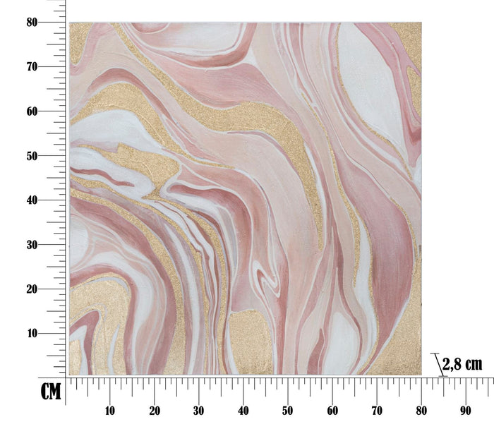 Dipinto su Tela Pinkly 80x2,8x80 cm in Legno di Pino e Canvas Multicolor