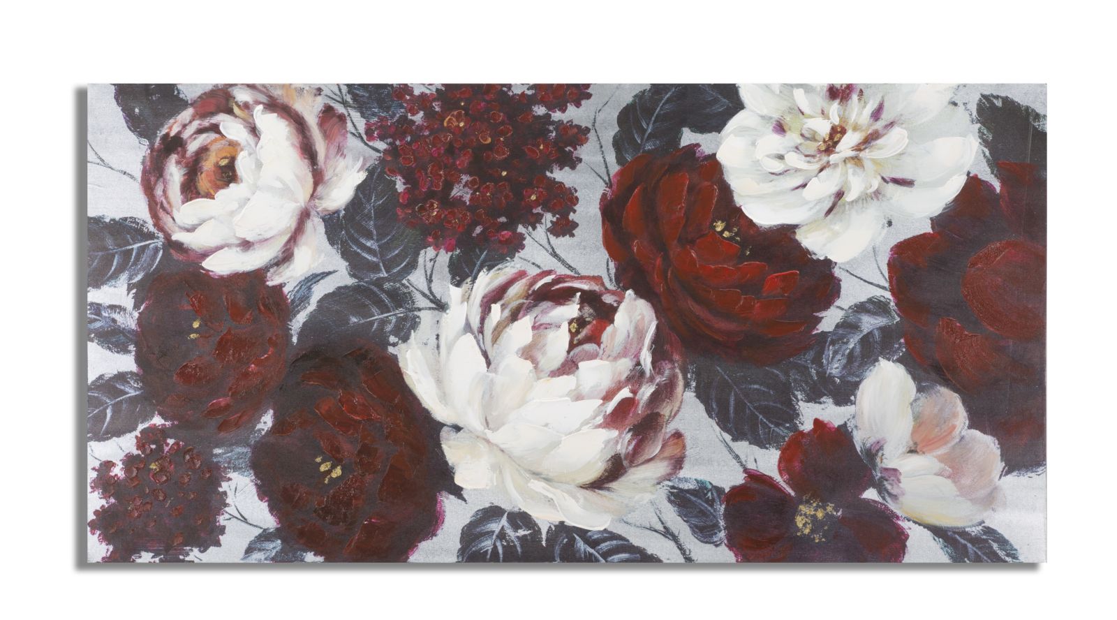 Dipinto su Tela Bianco/Red Flower Darkback 120x3,7x60 cm in Legno di Pino e Canvas Multicolor