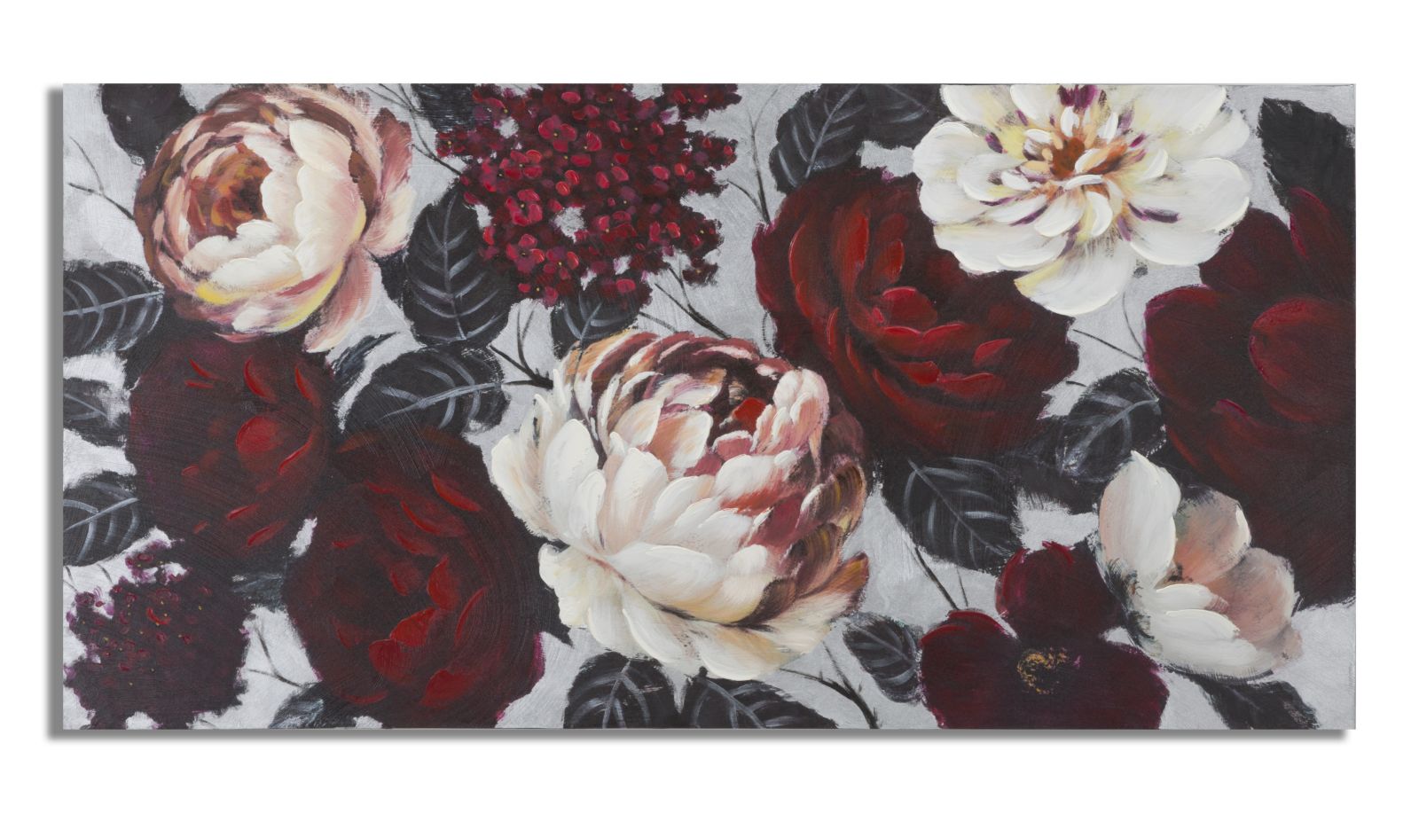 Dipinto su Tela Bianco/Red Flower Lightback 150x3,8x76 cm in Legno di Pino e Canvas Multicolor