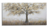 Dipinto su Tela Tree Dark 140x3,8x70 cm in Legno di Pino e Canvas Multicolor