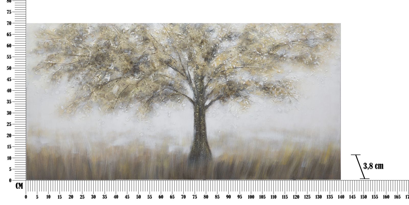 Dipinto su Tela Tree Dark 140x3,8x70 cm in Legno di Pino e Canvas Multicolor