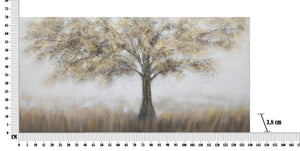 Dipinto su Tela Tree Dark 140x3,8x70 cm in Legno di Pino e Canvas Multicolor