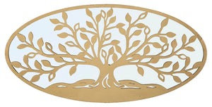 Pannello Albero della Vita Mirror 120x2x60 cm in Ferro MDF e Specchio Oro