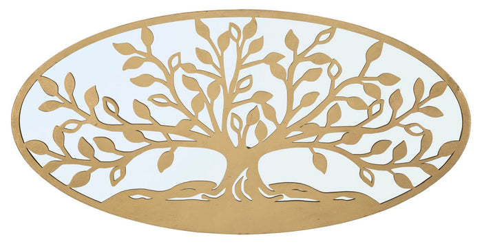 Pannello Albero della Vita Mirror 120x2x60 cm in Ferro MDF e Specchio Oro